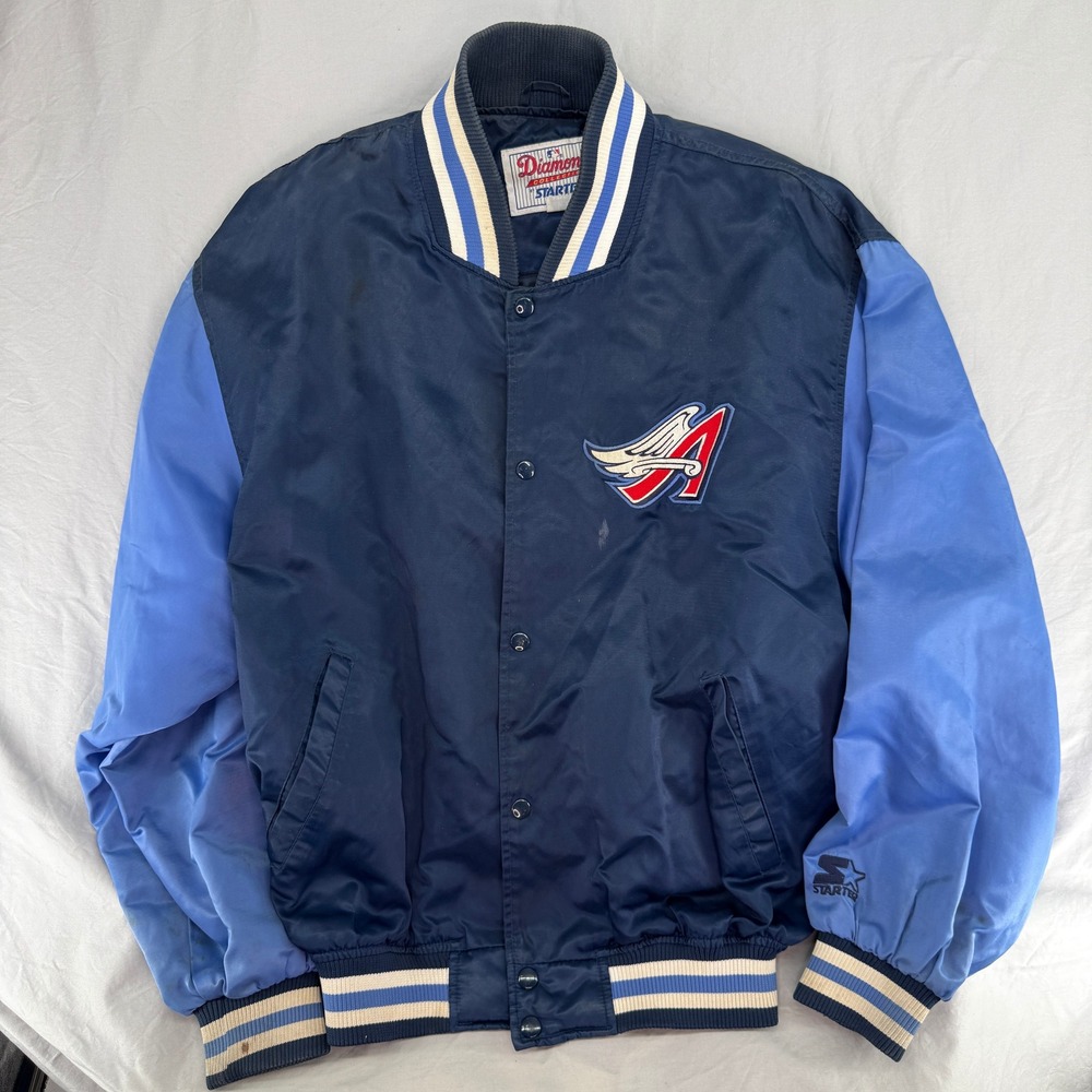 VTG Starter Diamond Collection Anaheim Angels MLB Satin Jacket Navy Blue L